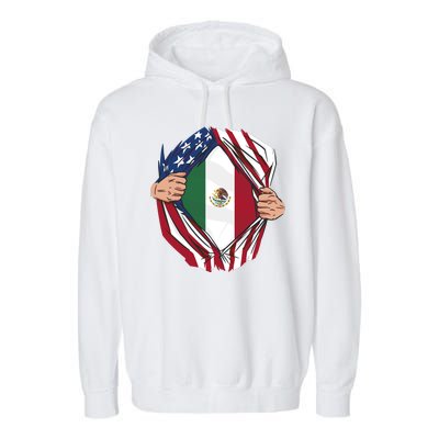 USA And Mexico Flag Garment-Dyed Fleece Hoodie