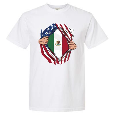 USA And Mexico Flag Garment-Dyed Heavyweight T-Shirt