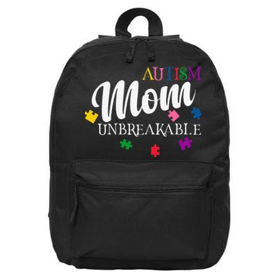 Unbreakable Autism Mom 16 in Basic Backpack