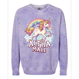 Unicorn Alpha Male Funny Sarcastic Ironic Gift Colorblast Crewneck Sweatshirt