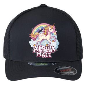 Unicorn Alpha Male Funny Sarcastic Ironic Gift Flexfit Unipanel Trucker Cap