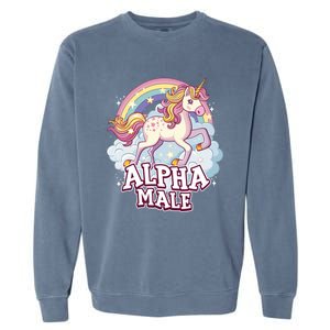 Unicorn Alpha Male Funny Sarcastic Ironic Gift Garment-Dyed Sweatshirt