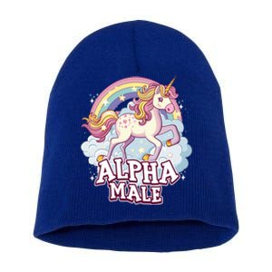 Unicorn Alpha Male Funny Sarcastic Ironic Gift Short Acrylic Beanie