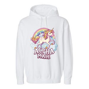 Unicorn Alpha Male Funny Sarcastic Ironic Gift Garment-Dyed Fleece Hoodie