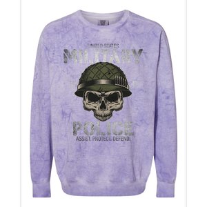 Us American Military Police Corps Skeleton Memorial July 4th Great Gift Colorblast Crewneck Sweatshirt