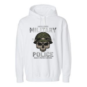 Us American Military Police Corps Skeleton Memorial July 4th Great Gift Garment-Dyed Fleece Hoodie