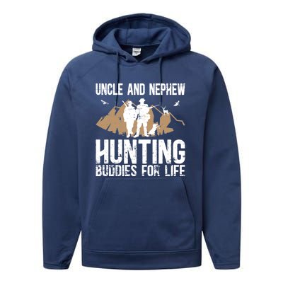 Uncle And Nephew Hunting Buddies Uncle And Nephew Cool Gift Performance Fleece Hoodie