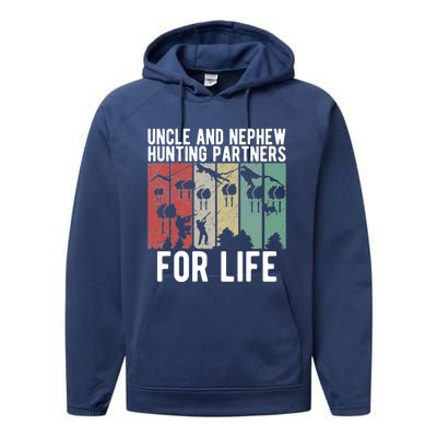 Uncle And Nephew Hunting Partners Hunting Buddies Meaningful Gift Performance Fleece Hoodie