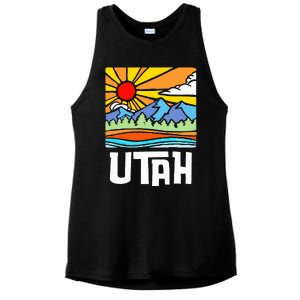 Utah Artistic Nature & Mountains Ladies PosiCharge Tri-Blend Wicking Tank