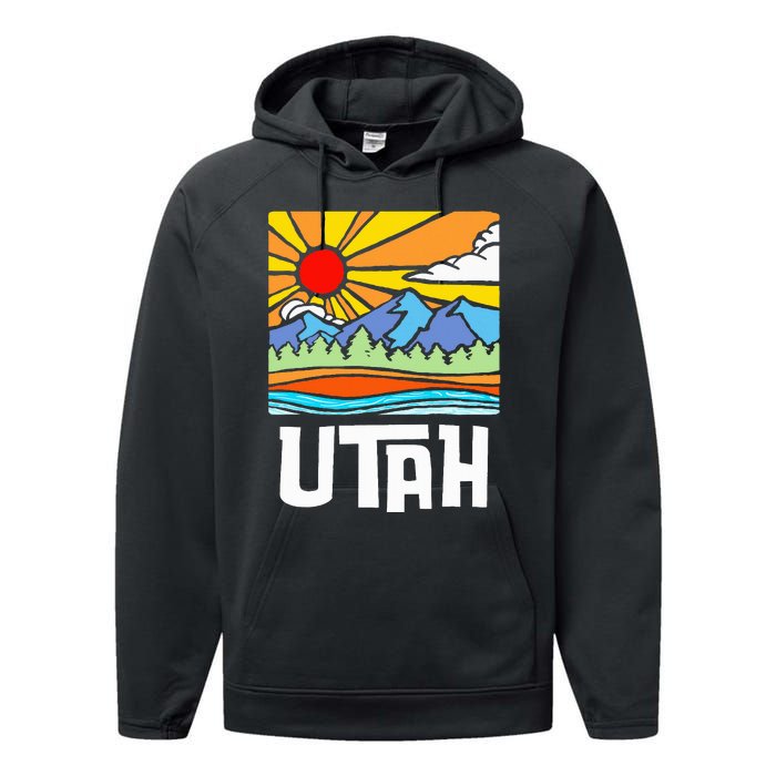 Utah Artistic Nature & Mountains Performance Fleece Hoodie