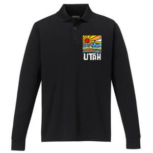 Utah Artistic Nature & Mountains Performance Long Sleeve Polo