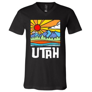 Utah Artistic Nature & Mountains V-Neck T-Shirt