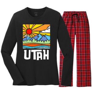 Utah Artistic Nature & Mountains Women's Long Sleeve Flannel Pajama Set 