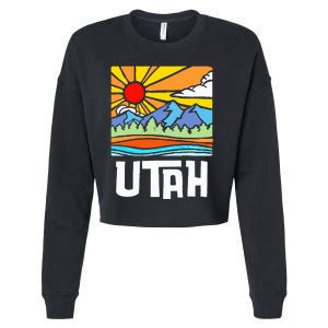 Utah Artistic Nature & Mountains Cropped Pullover Crew