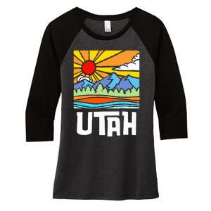 Utah Artistic Nature & Mountains Women's Tri-Blend 3/4-Sleeve Raglan Shirt