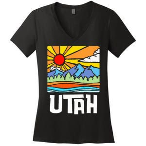 Utah Artistic Nature & Mountains Women's V-Neck T-Shirt