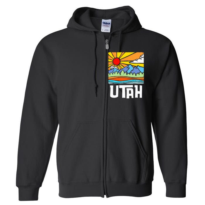 Utah Artistic Nature & Mountains Full Zip Hoodie