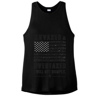 Unvaxxed And Overtaxed I Will Not Comply Funny Saying Ladies PosiCharge Tri-Blend Wicking Tank