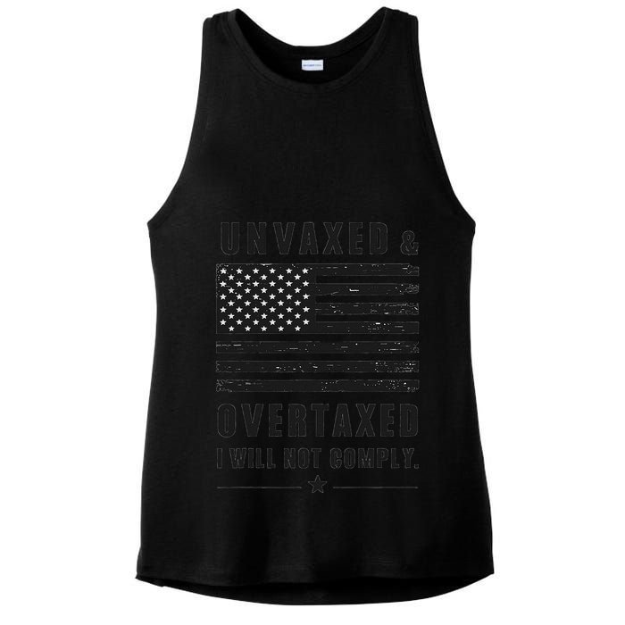 Unvaxxed And Overtaxed I Will Not Comply Funny Saying Ladies PosiCharge Tri-Blend Wicking Tank