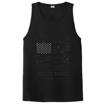 Unvaxxed And Overtaxed I Will Not Comply Funny Saying PosiCharge Competitor Tank