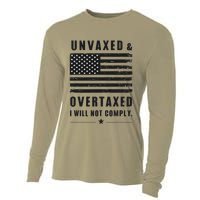Unvaxxed And Overtaxed I Will Not Comply Funny Saying Cooling Performance Long Sleeve Crew