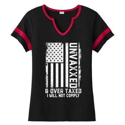 Unvaxxed And Overtaxed Ladies Halftime Notch Neck Tee