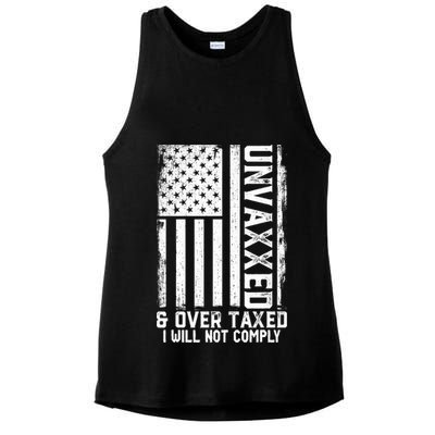 Unvaxxed And Overtaxed Ladies PosiCharge Tri-Blend Wicking Tank