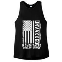 Unvaxxed And Overtaxed Ladies PosiCharge Tri-Blend Wicking Tank