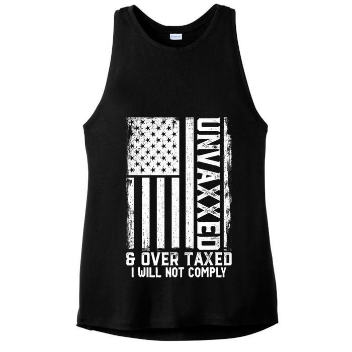 Unvaxxed And Overtaxed Ladies PosiCharge Tri-Blend Wicking Tank