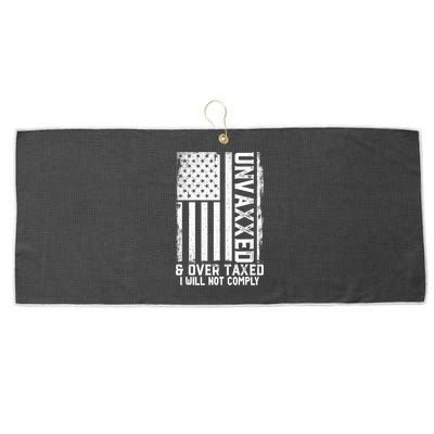Unvaxxed And Overtaxed Large Microfiber Waffle Golf Towel