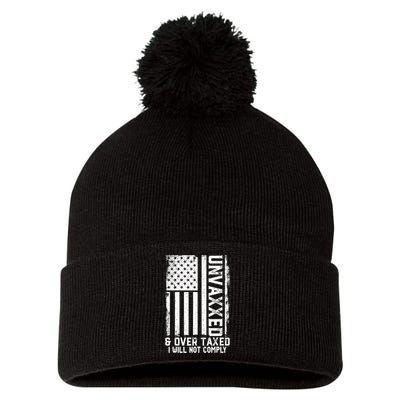 Unvaxxed And Overtaxed Pom Pom 12in Knit Beanie