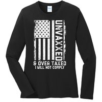 Unvaxxed And Overtaxed Ladies Long Sleeve Shirt