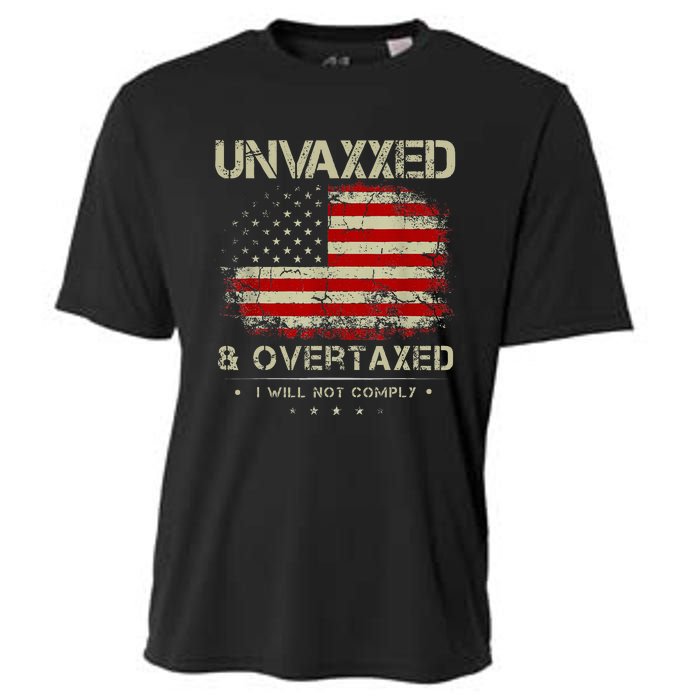 Unvaxxed And Overtaxed Vintage Distressed Usa Flag Cooling Performance Crew T-Shirt