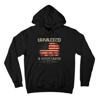 Unvaxxed And Overtaxed Vintage Distressed Usa Flag Hoodie