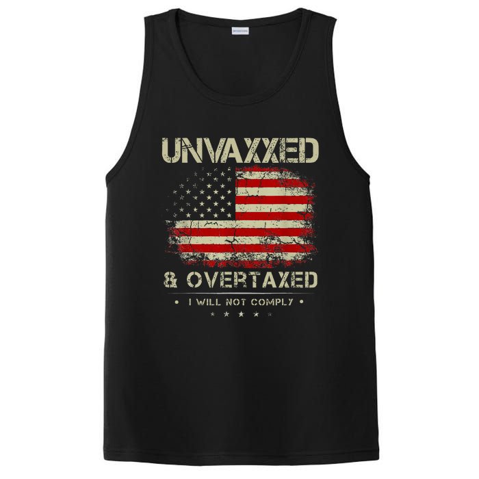 Unvaxxed And Overtaxed Vintage Distressed Usa Flag PosiCharge Competitor Tank