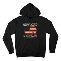 Unvaxxed And Overtaxed Vintage Distressed Usa Flag Tall Hoodie