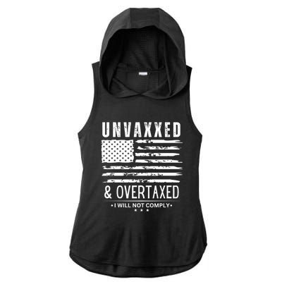 Unvaxxed And Overtaxed Ladies PosiCharge Tri-Blend Wicking Draft Hoodie Tank