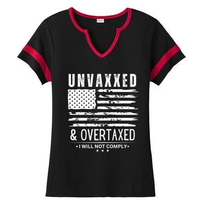 Unvaxxed And Overtaxed Ladies Halftime Notch Neck Tee