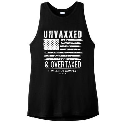 Unvaxxed And Overtaxed Ladies PosiCharge Tri-Blend Wicking Tank