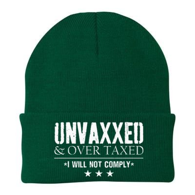 Unvaxxed And Overtaxed I Will Not Comply Knit Cap Winter Beanie