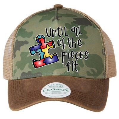 Until All Of The Pieces Fit Autism Puzzle Legacy Tie Dye Trucker Hat