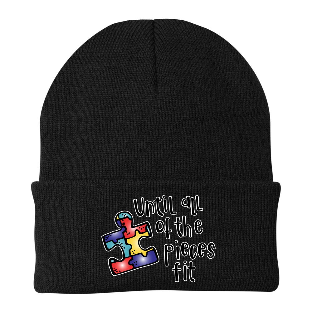 Until All Of The Pieces Fit Autism Puzzle Beanie