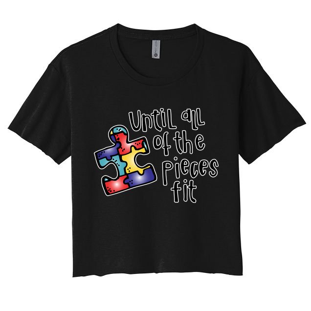 Until All Of The Pieces Fit Autism Puzzle Crop Top