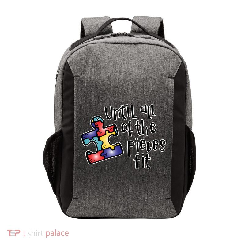 Until All Of The Pieces Fit Autism Puzzle Vector Backpack