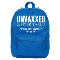 Unvaxxed And Overtaxed I Will Not Comply 16 in Basic Backpack