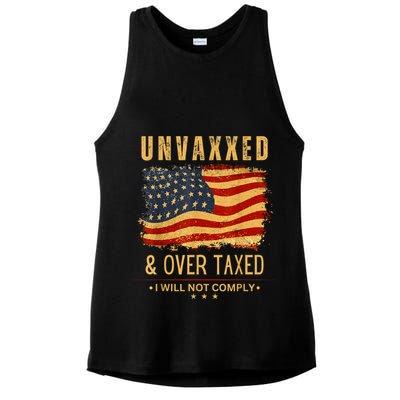 Unvaxxed And Overtaxed Ladies PosiCharge Tri-Blend Wicking Tank