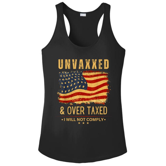 Unvaxxed And Overtaxed Ladies PosiCharge Competitor Racerback Tank