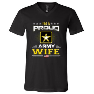 U.S. Army Proud Us Army Wife Military Veteran Pride V-Neck T-Shirt