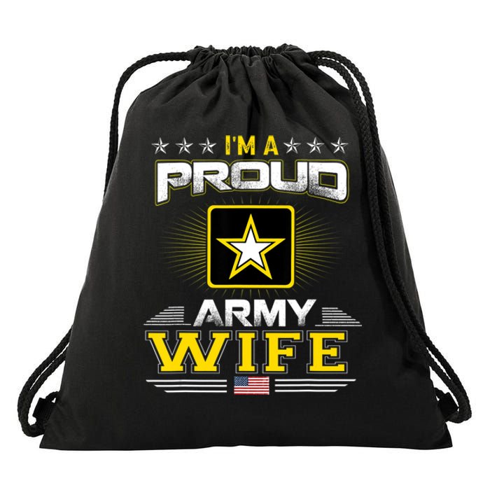 U.S. Army Proud Us Army Wife Military Veteran Pride Drawstring Bag