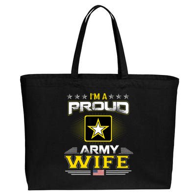 U.S. Army Proud Us Army Wife Military Veteran Pride Cotton Canvas Jumbo Tote